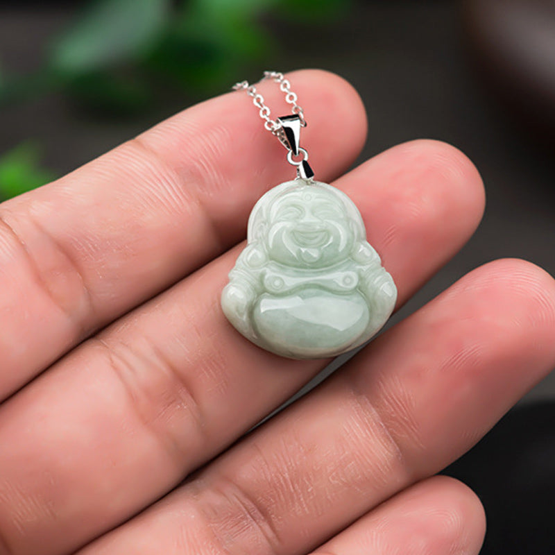 Buddha Stones925スターリングシルバー 笑う仏陀 翡翠 祝福ネックレスチェーンペンダント - image 5