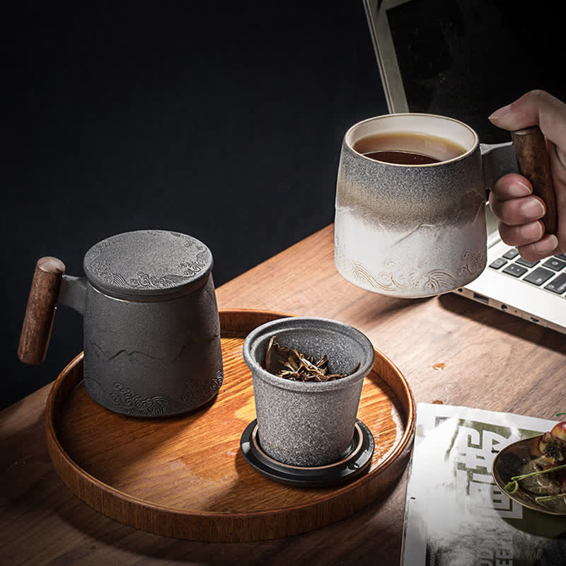 Buddha Stonesヴィンテージ 山 海 陶器 ティーカップ ティーカップ