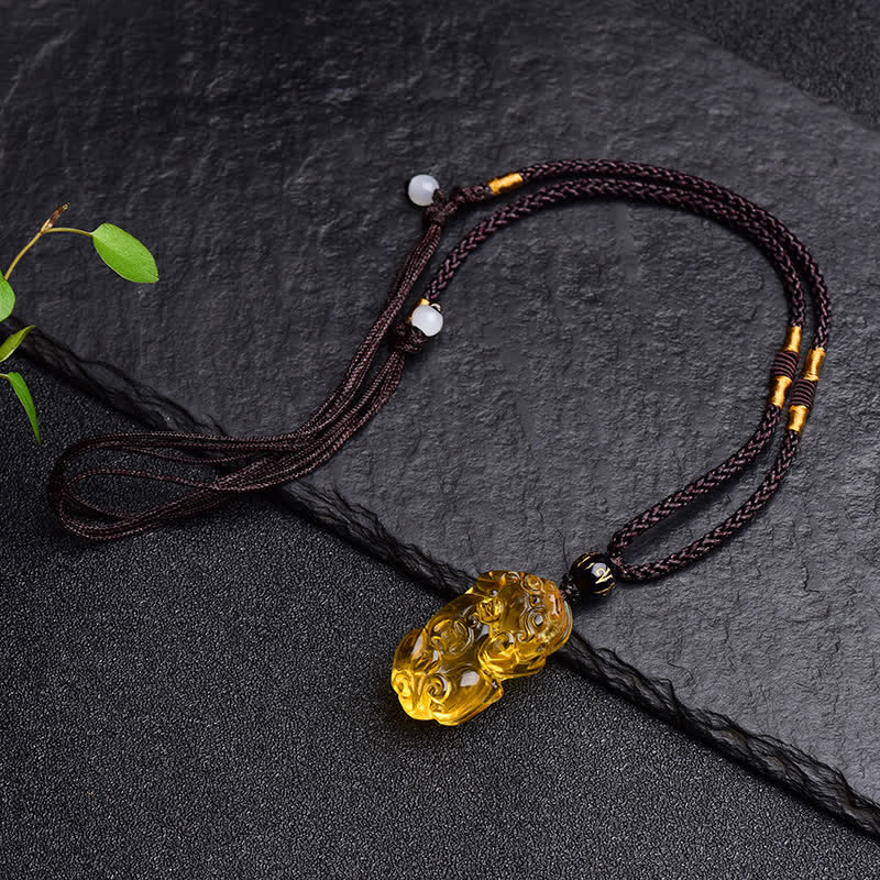 Buddha Stones風水シトリン貔貅富ネックレスペンダント - image 9