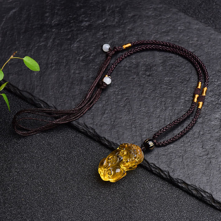 Buddha Stones風水シトリン貔貅富ネックレスペンダント - image 9