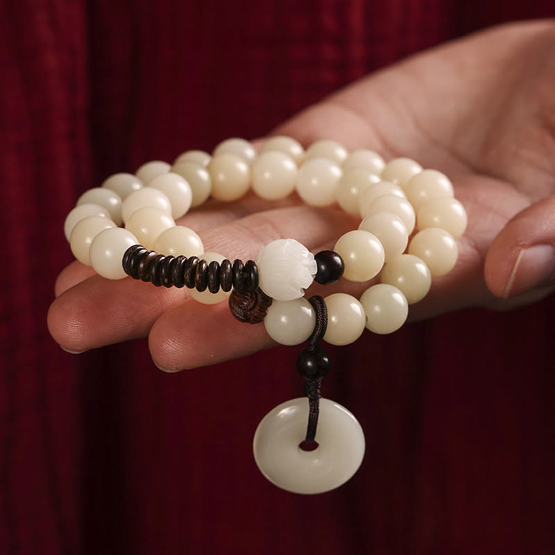 Buddha Stonesの種 グリーンサンダルウッド 蓮の平和のお守りチャームハーモニー ダブルラップブレスレット