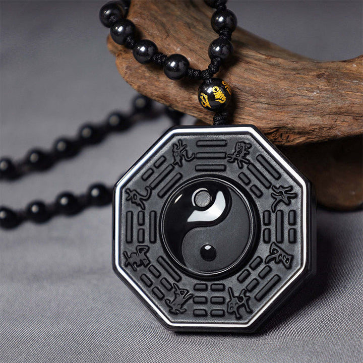 Buddha Stones黒曜石陰陽ペンダントネックレス - image 2