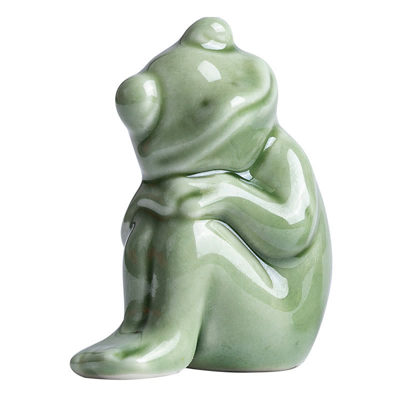 Buddha Stonesミニ 小型 瞑想 蓮 休憩 カエル 陶器 富 幸運 家庭用 ティーペット 置物 装飾