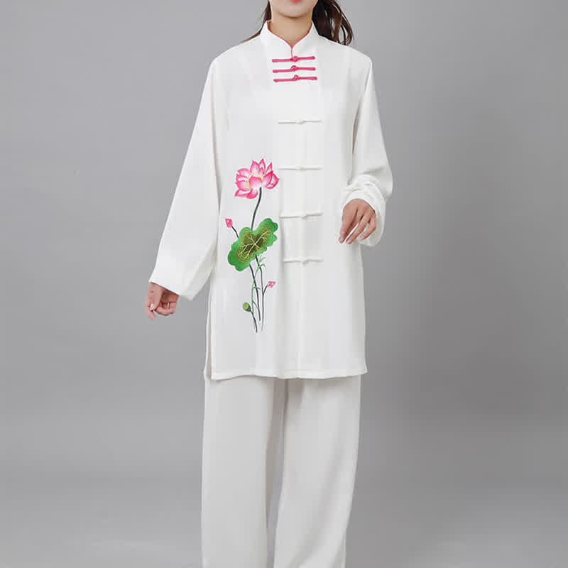 Buddha Stones蓮の花 葉模様 太極拳 瞑想 祈り スピリチュアル 禅 練習 服 レディース セット - image 14