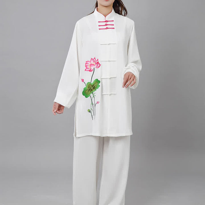 Buddha Stones蓮の花 葉模様 太極拳 瞑想 祈り スピリチュアル 禅 練習 服 レディース セット - image 14