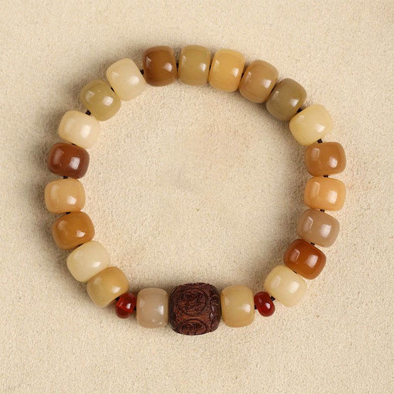 Buddha Stones天然菩提樹 屍の森の王オーム・マニ・パドメ・フム知恵のブレスレット
