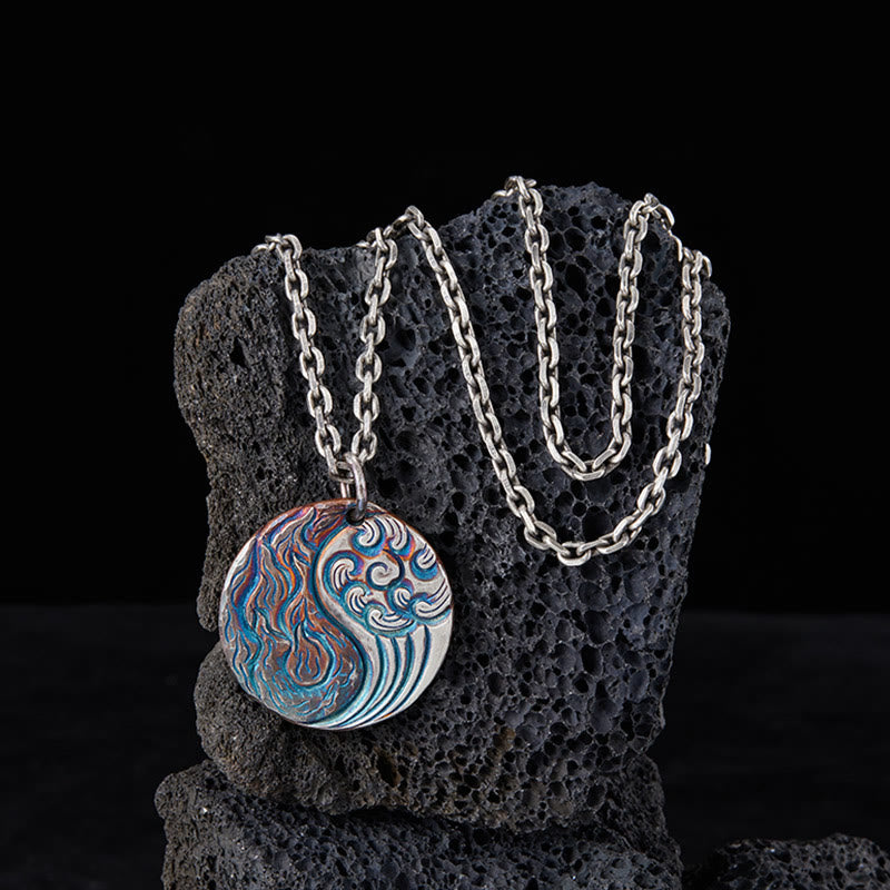 Buddha Stones990 スターリングシルバー 陰陽 水と火のバランスネックレスペンダント - image 2