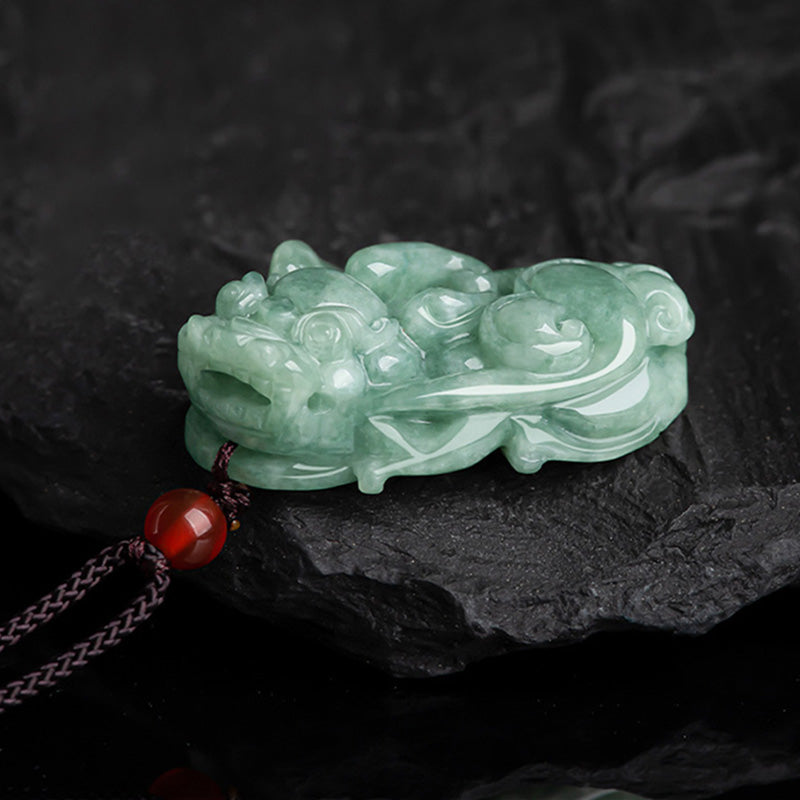 Buddha Stones翡翠貔貅富幸運紐ネックレスペンダント - image 2