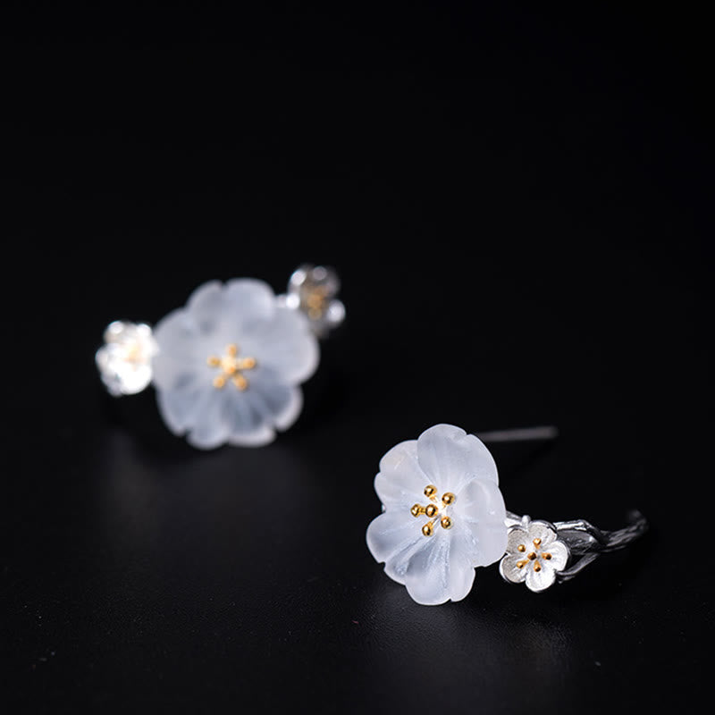 Buddha Stones925スターリングシルバー 梅の花 フローラルブレッシングイヤリング