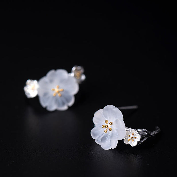 Buddha Stones925スターリングシルバー 梅の花 フローラルブレッシングイヤリング