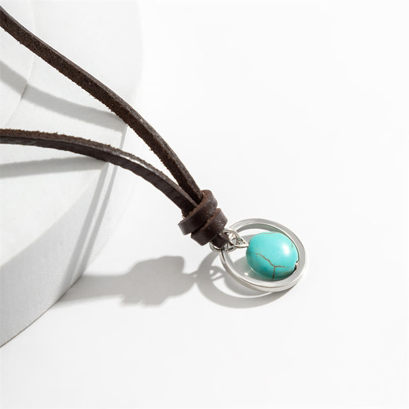 Buddha Stonesラウンドターコイズストーン保護力ネックレスペンダント
