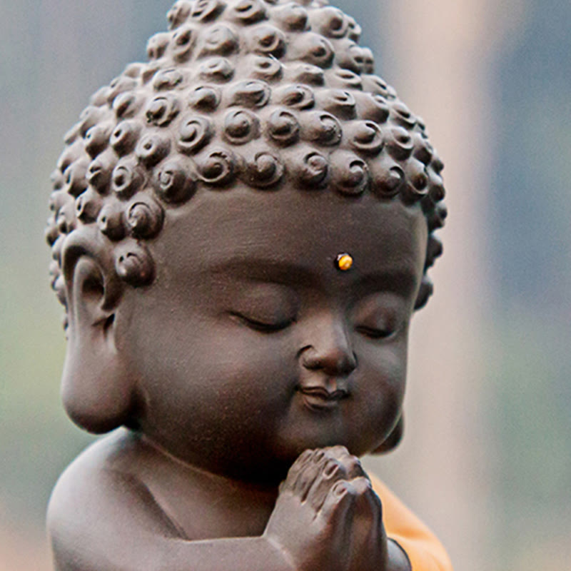 Buddha Stones小さな仏像 セレニティ 紫粘土 ホームデスクデコレーション