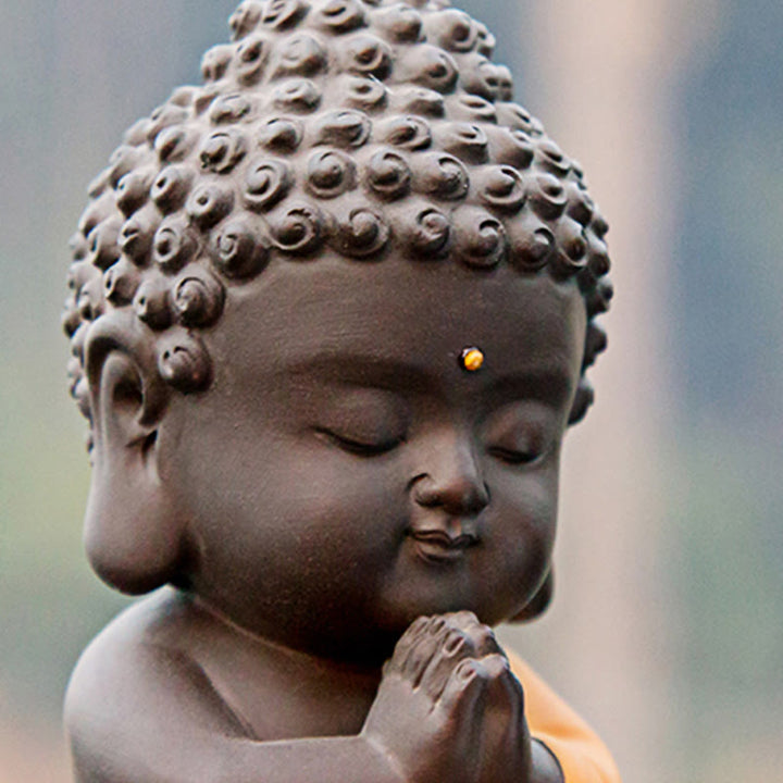 Buddha Stones小さな仏像 セレニティ 紫粘土 ホームデスクデコレーション