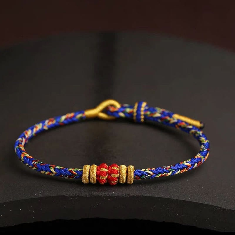 Buddha Stones手作りのカラフルなロープキングコングノット編み込み幸運ブレスレット