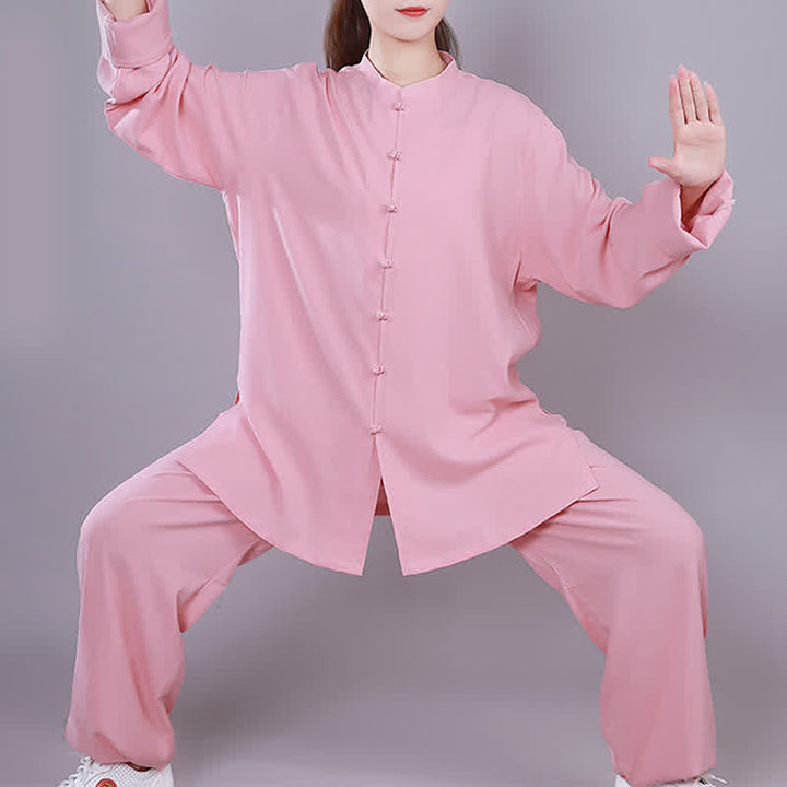 Buddha Stones太極拳 気功 瞑想 祈り スピリチュアル 禅 練習 ユニセックス コットン リネン 服 セット - ピンク - 長袖 - US14、 UK/AU18、 EU46 (3XL)  - image 11
