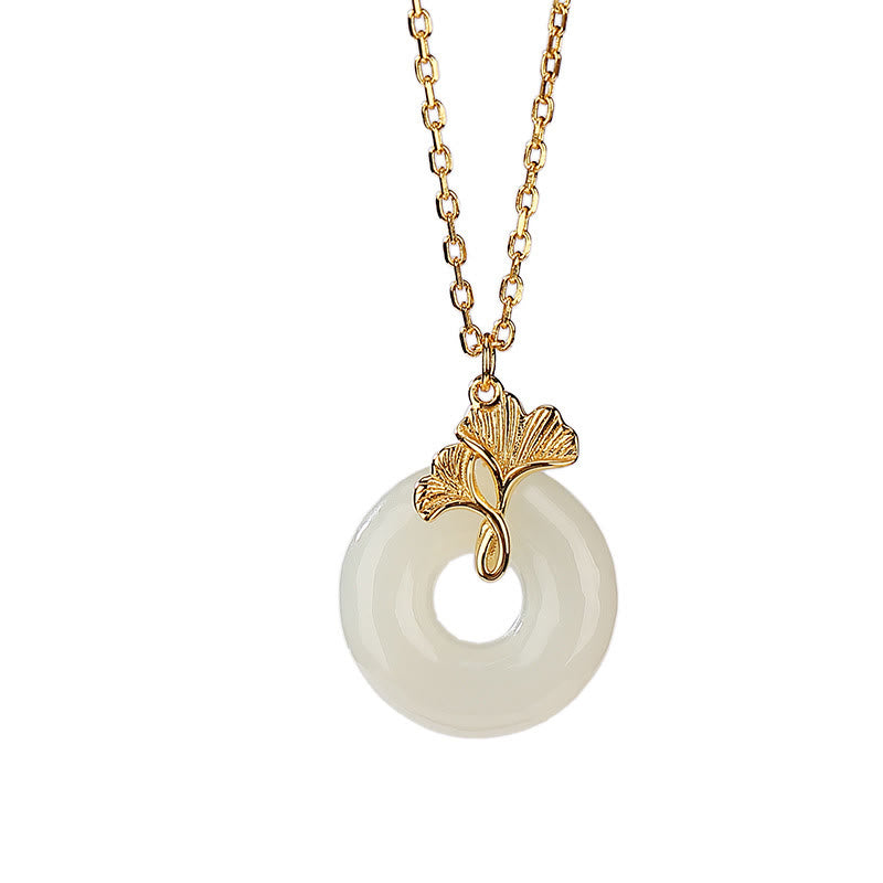 Buddha Stones925 スターリングシルバー 天然和田翡翠 イチョウ葉平和のお守りチャーム幸運ネックレスペンダント - image 6