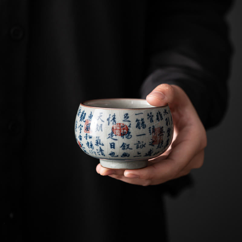Buddha Stones、山水、蓮、蘭、亭、集いの陶器のティーカップ、カンフーティーカップ