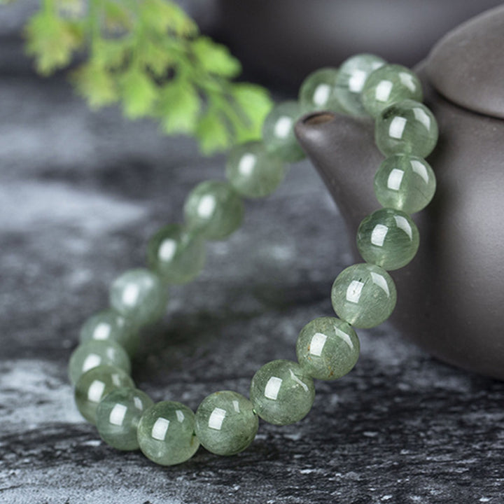 Buddha Stones天然グリーンクリスタル 祝福 富のブレスレット