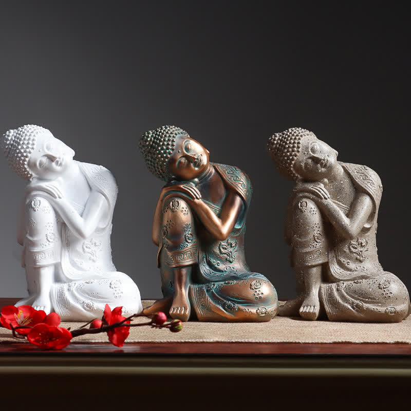Buddha Stonesチベットの瞑想仏 静寂の樹脂像 装飾 - image 1