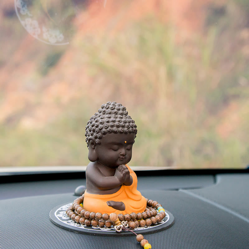 Buddha Stones小さな仏像 セレニティ 紫粘土 ホームデスクデコレーション