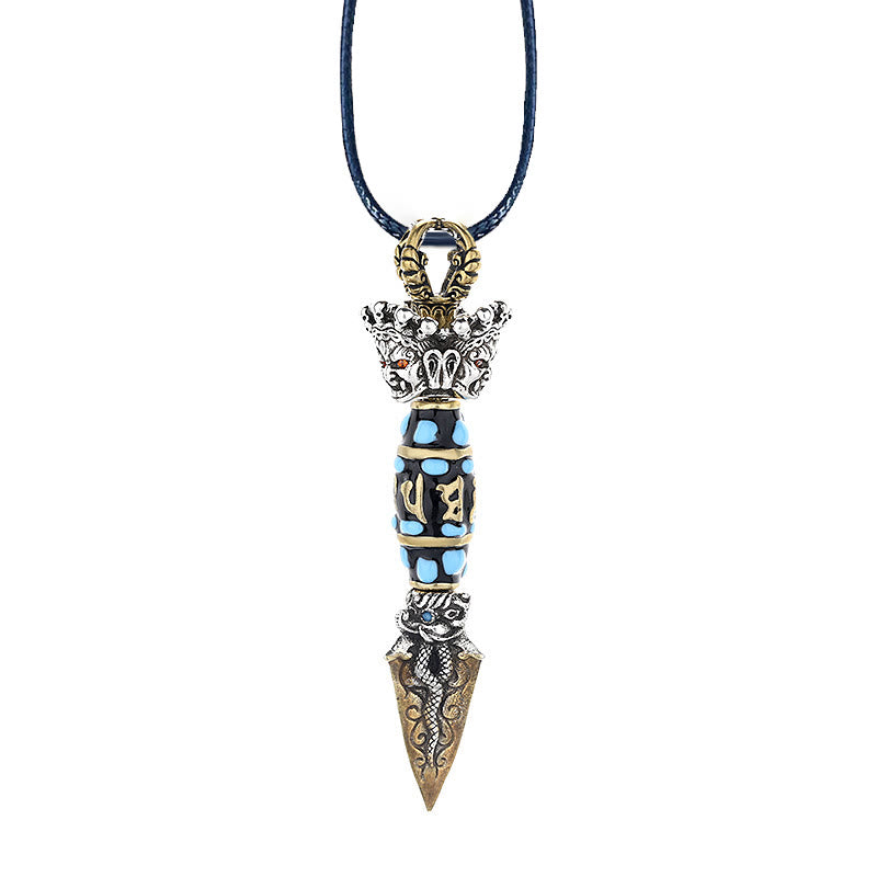 Buddha Stonesチベットオーム・マニ・パドメ・フムムジビーズ ドルジェ ヴァジュラ柄 富 回転ネックレスペンダント - image 12