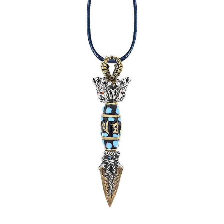 Buddha Stonesチベットオーム・マニ・パドメ・フムムジビーズ ドルジェ ヴァジュラ柄 富 回転ネックレスペンダント - image 12