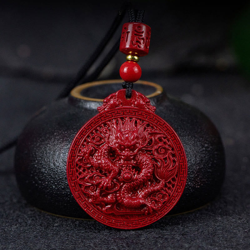 Buddha Stones龍年 天然辰砂 龍守護ネックレスペンダント