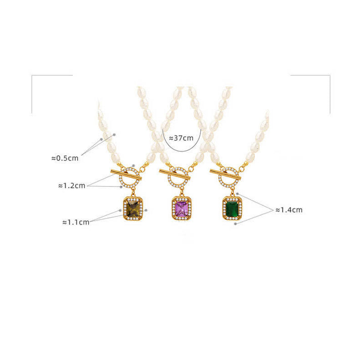 パールジルコンウェルスチャームネックレスペンダント