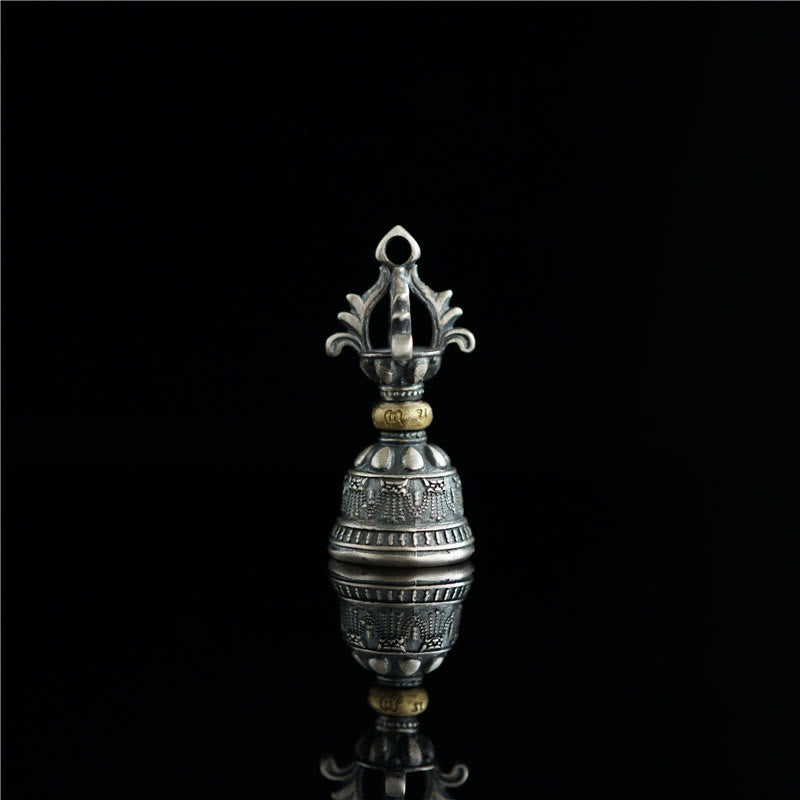 Buddha Stonesチベット 925 スターリングシルバーOm Mani Padme Humジェベル ヴァジュラ 彫刻 悟りのペンダント 吊り下げ装飾