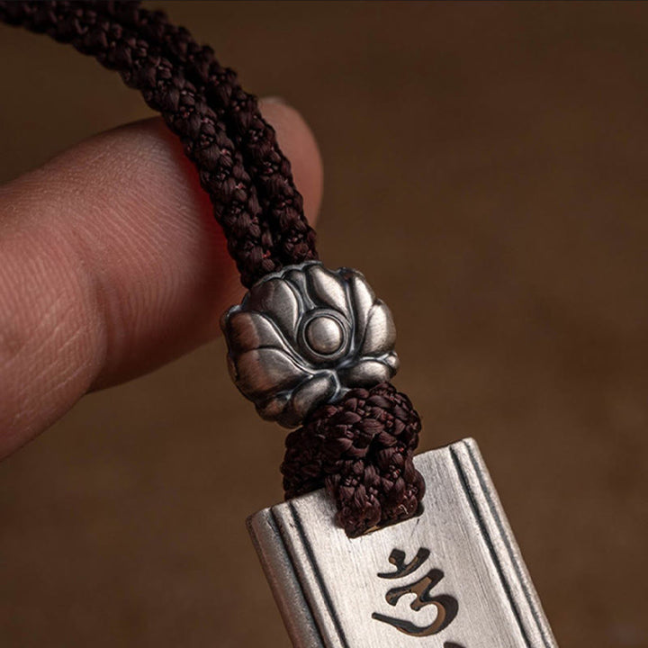 Buddha Stones999スターリングシルバーオーム・マニ・パドメ・フム彫刻入り 蓮の知恵ネックレスペンダント - image 9