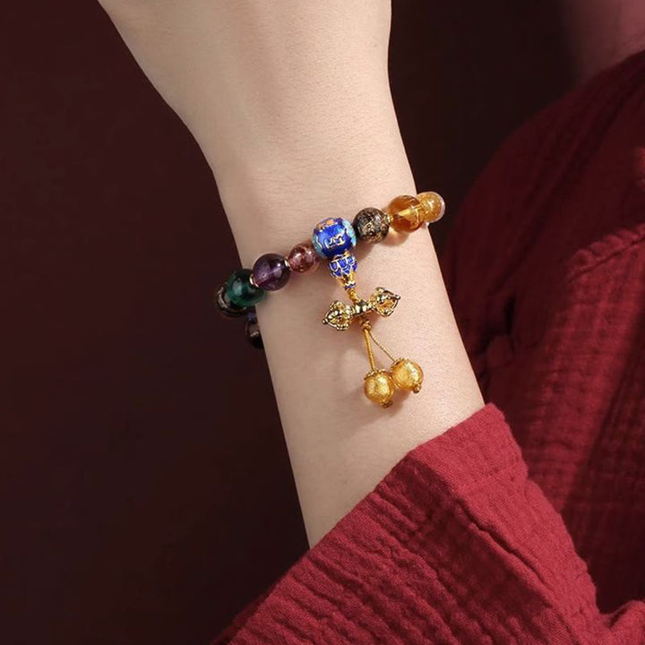 Buddha Stonesチベット カラフル 香灰 リュウリ ガラスビーズOm Mani Padme Humドルジェヴァジュラ 18ビーズ リストMala