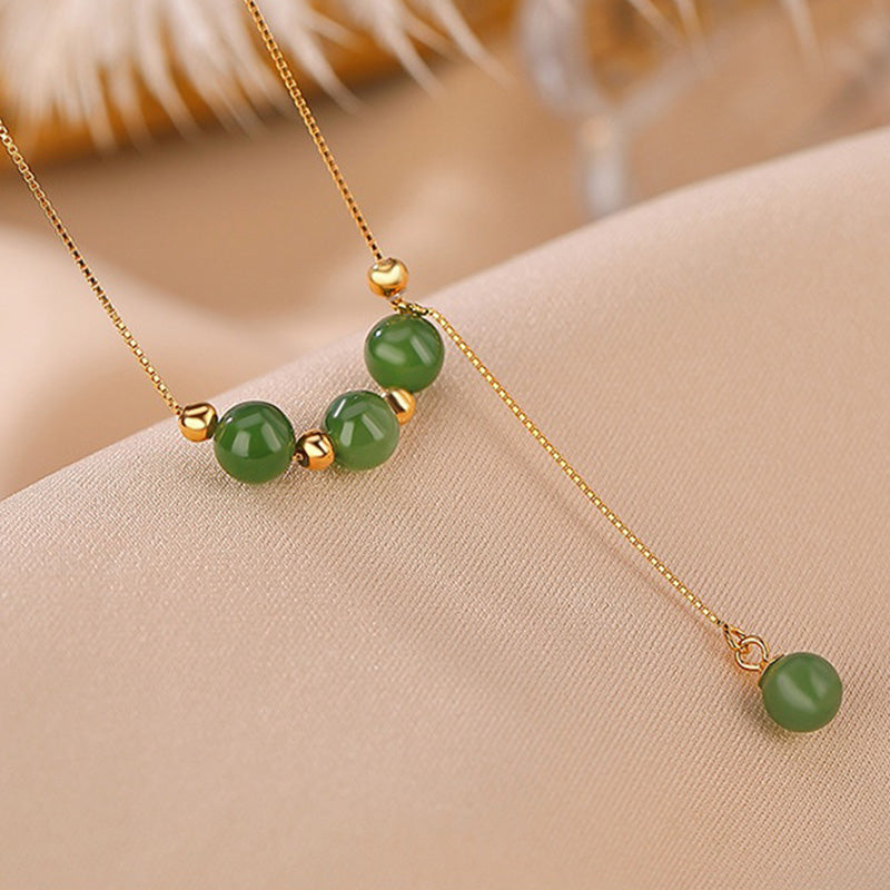 Buddha Stones925スターリングシルバー シアン翡翠ビーズ ヒーリングネックレスペンダント