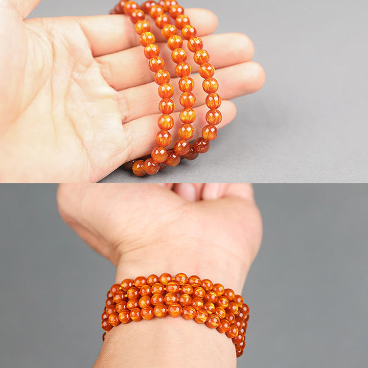 Buddha Stones黄金の海柳 成功のポジティブなブレスレットMala