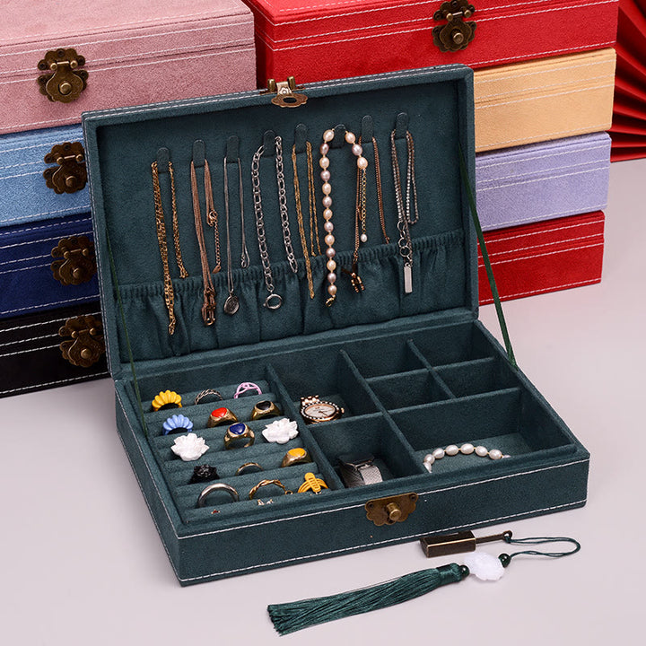 Buddha Stonesシンプルデザイン ジュエリーボックスオーガナイザー 単層 フランネル ジュエリー収納ボックス ロック付き - image 3