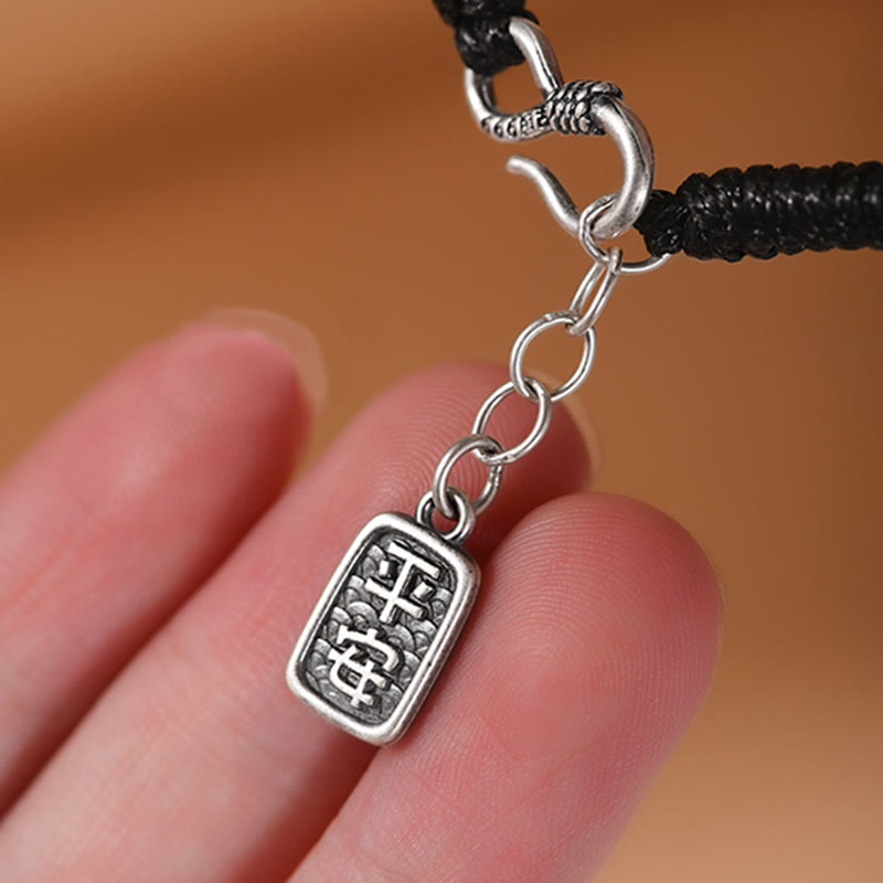 Buddha Stones999 スターリングシルバー 福文字 平和バックル 銅貨 縁起の良い雲 幸運のブレスレット