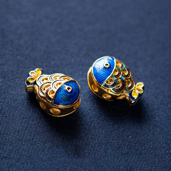 Buddha Stones天然アクアマリンラズライトフィッシュヒーリングブレスレット