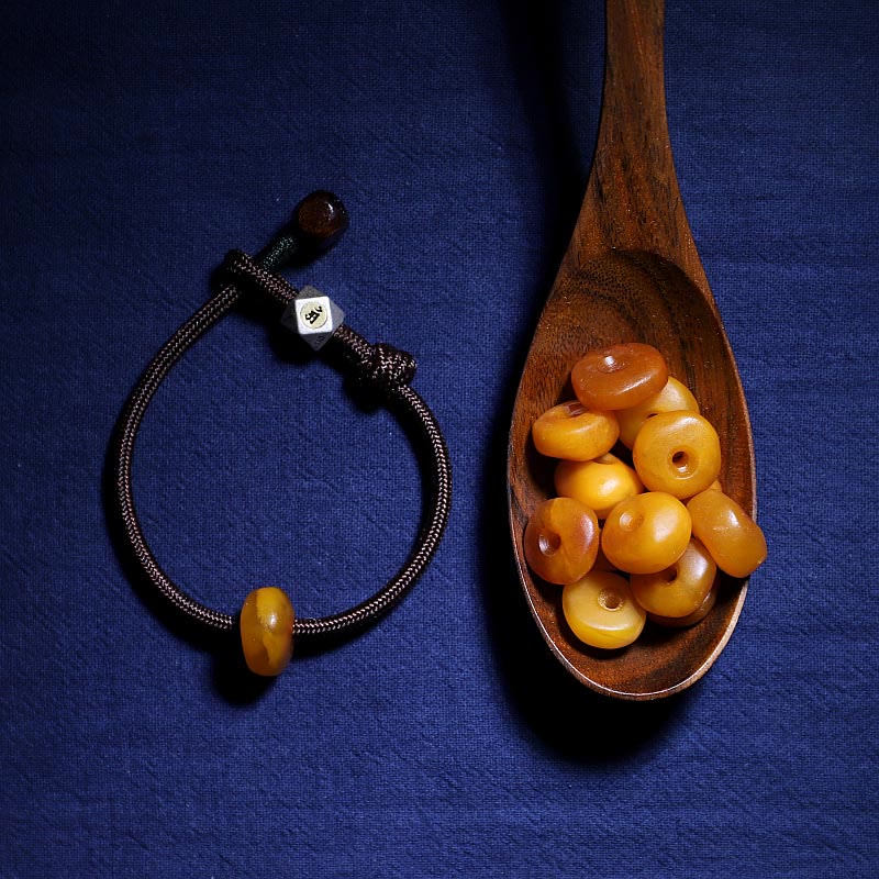 Buddha Stones925スターリングシルバー十二支誕生仏天然琥珀 透明 不安解消ブレスレット - image 1