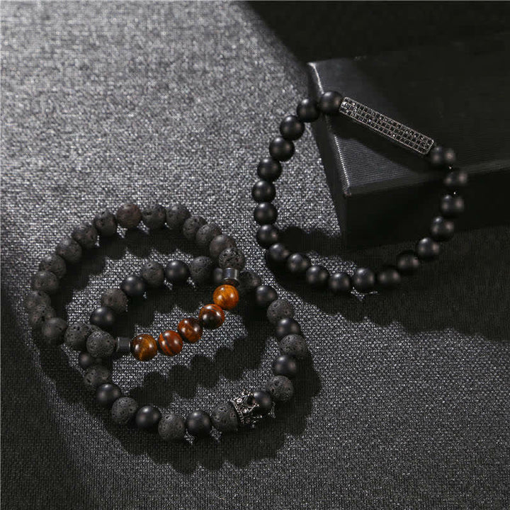 Buddha Stones3個入り フロストストーン 溶岩石 タイガーアイ アクティベートブレスレット