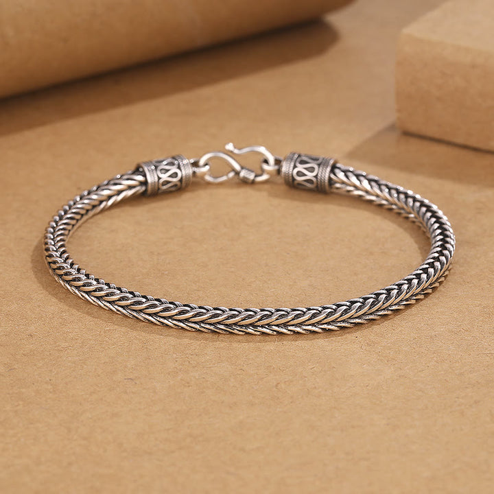 Buddha Stonesヴィンテージ ドラゴンキール編み ツイストデザイン ウェルスバックルブレスレット