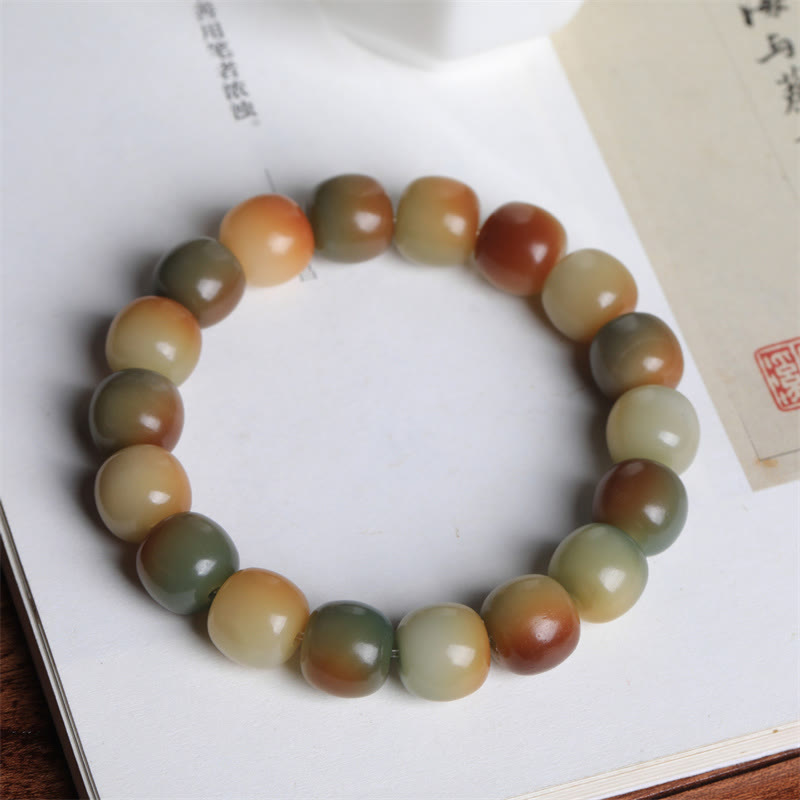 Buddha Stonesカラフルな菩提樹の種 平和の知恵ブレスレット