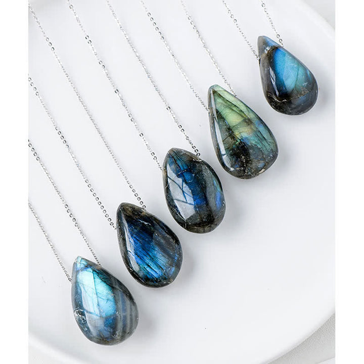 Buddha Stones ラブラドライト ウォータードロップ型 ヒーリングネックレス ペンダントトップ - image 6