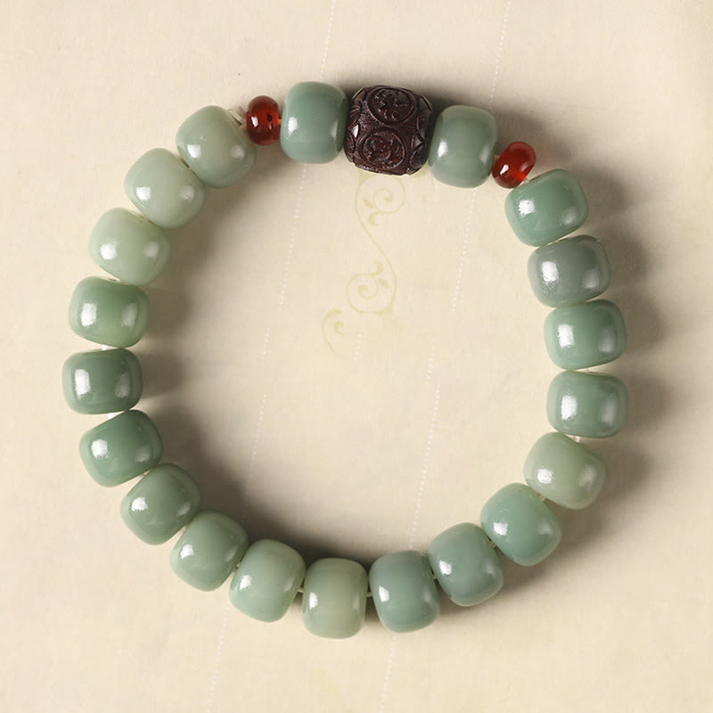 Buddha Stones菩提樹の吉兆雲福文字ビーズ平和ブレスレット