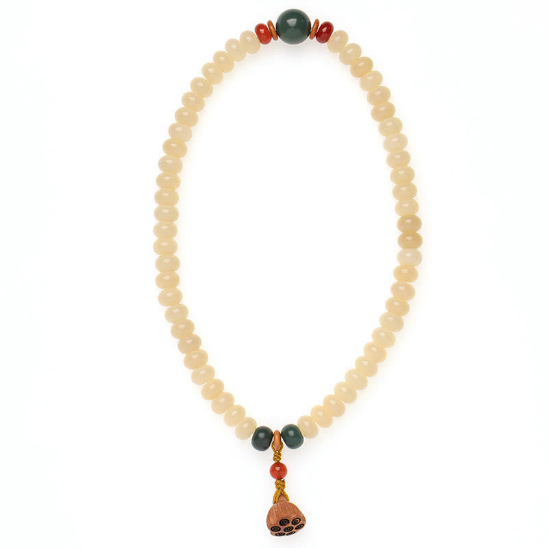 Buddha Stonesの実 蓮の鞘 チャーム 平和 ダブルラップブレスレット
