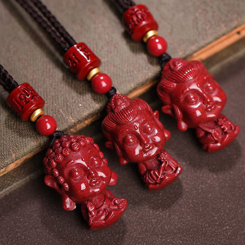 Buddha Stones十二支 出生仏 天然辰砂 お守り 悪霊除け ネックレス ペンダント