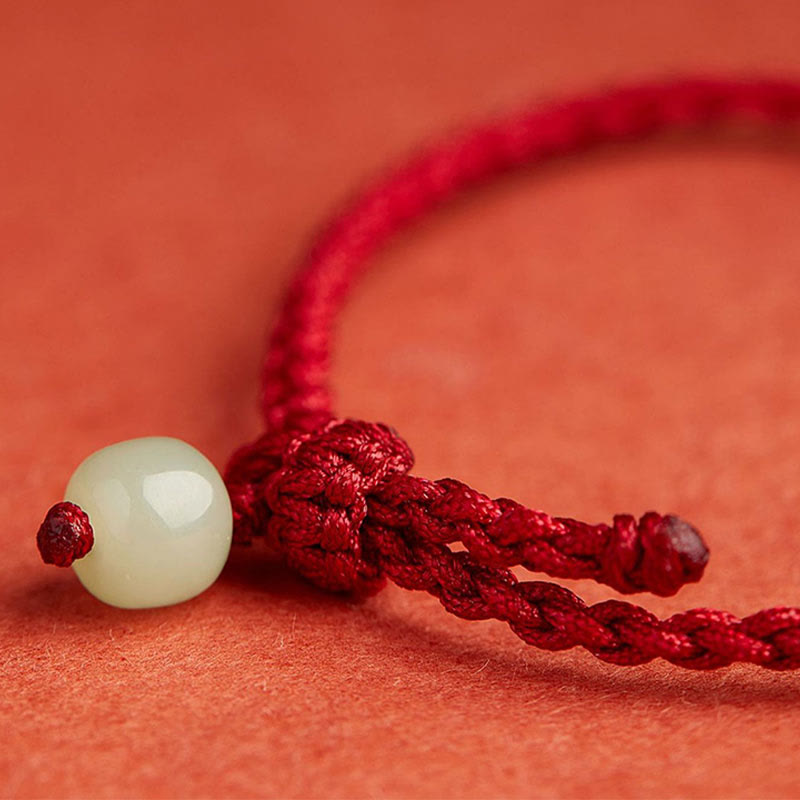 Buddha Stonesラウンドピース平和のお守りチャーム翡翠蓮幸福豊穣富ストリングブレスレット - image 7