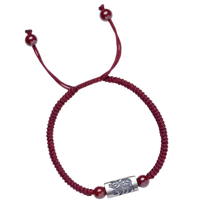Buddha Stones925スターリングシルバー 12星座 辰砂 ストリングブレスレット