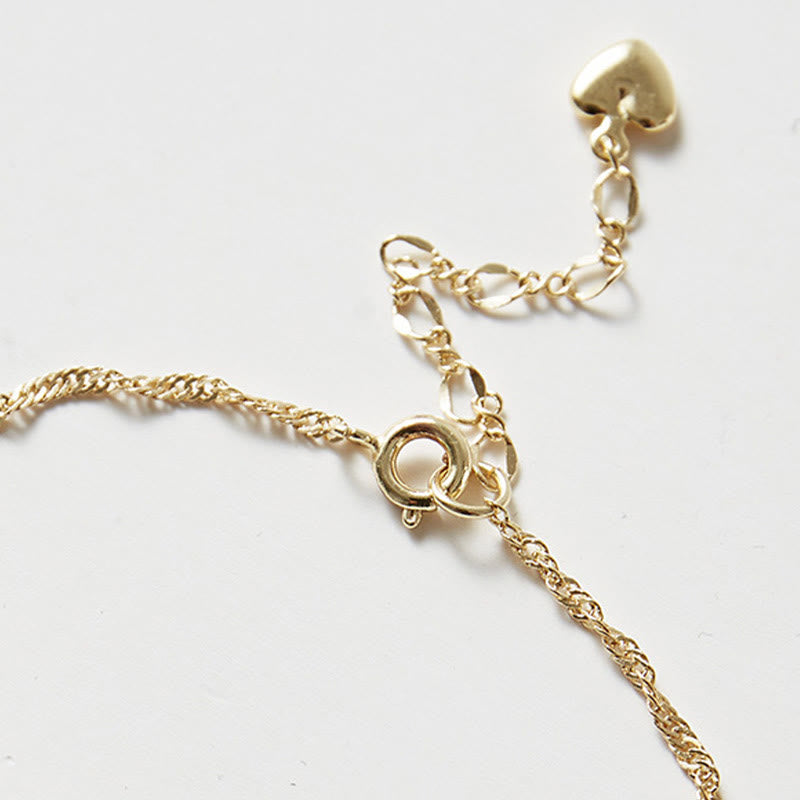Buddha Stones14K ゴールドメッキ 和田翡翠 ゴールデンローズフラワー 幸運のチェーンブレスレット