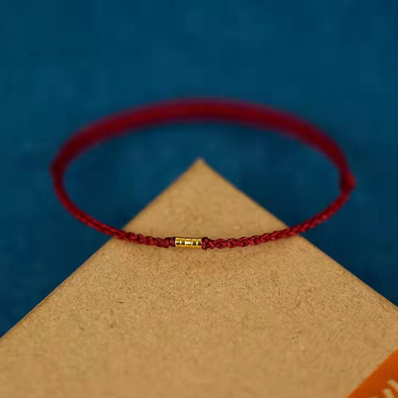Buddha Stones925スターリングシルバー ラッキーゴールデンビーズ編み紐ブレスレット アンクレット - image 4
