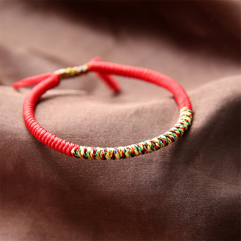 Buddha Stonesチベット手作りマルチカラーキングコングノット幸運力編み込みブレスレット