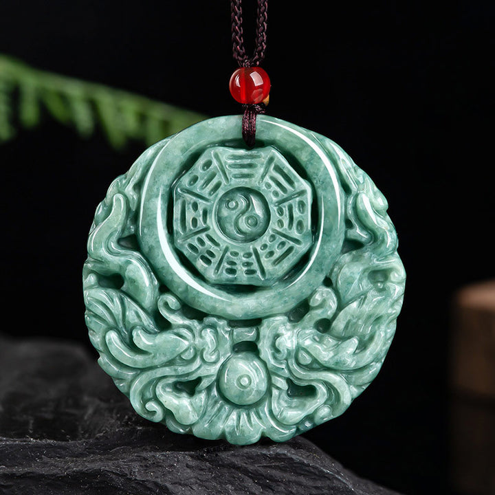 Buddha Stones龍翡翠陰陽バランスネックレスペンダント - ジェイド - image 1